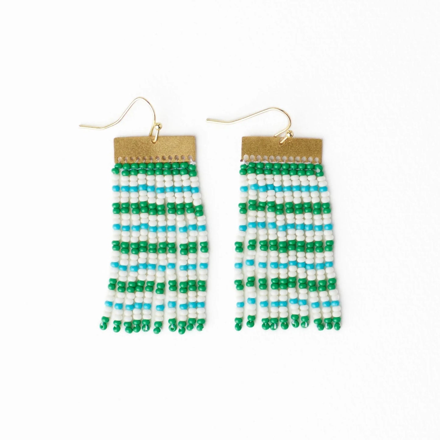 Scout Beaded Fringe Earrings in Kelly Green And Aqua