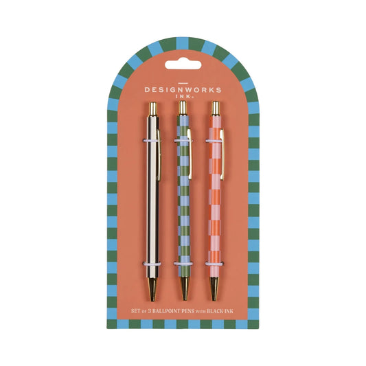 A Dopo Set of 3 Pens - Stripes & Checks