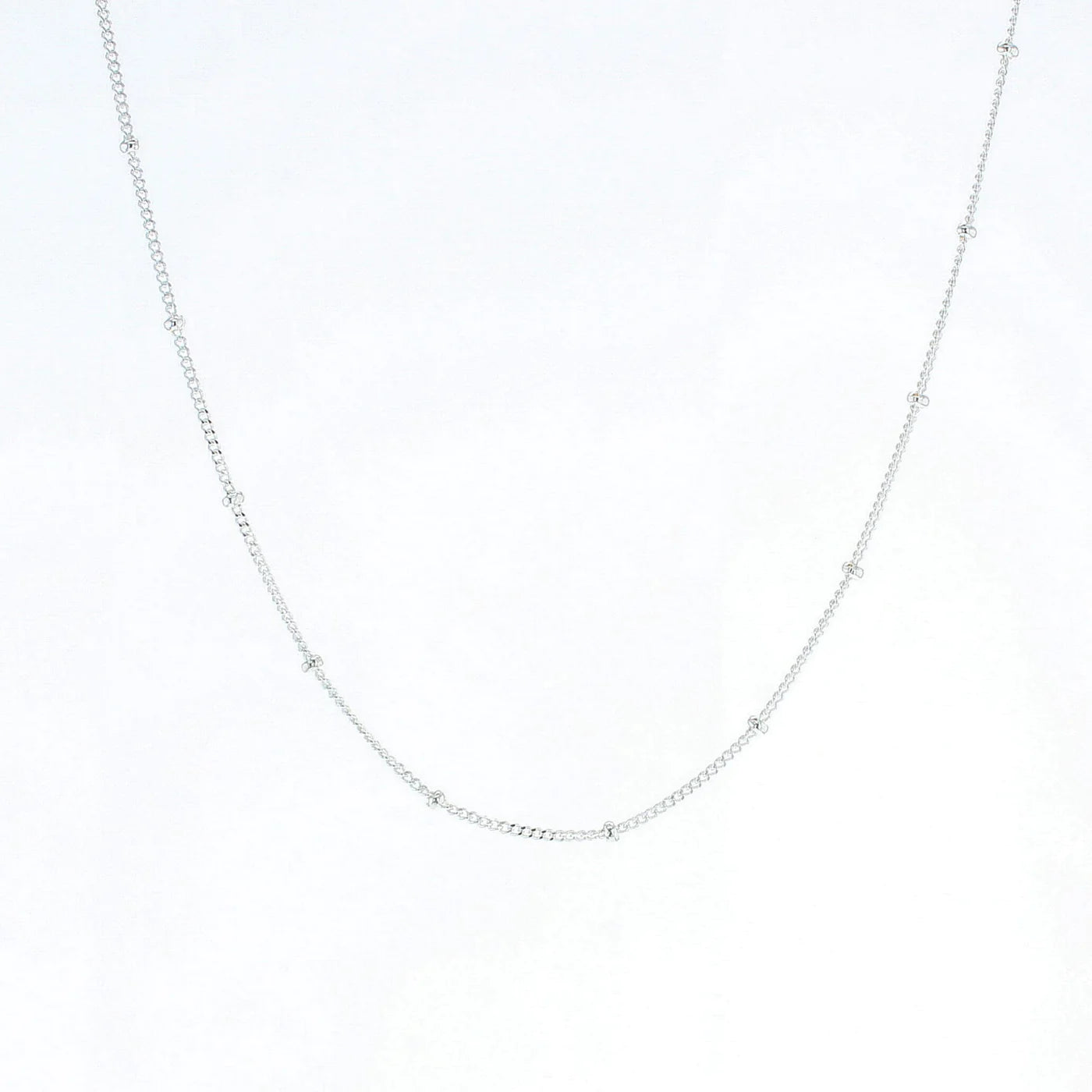 16" Silver Beaded Curb Chain