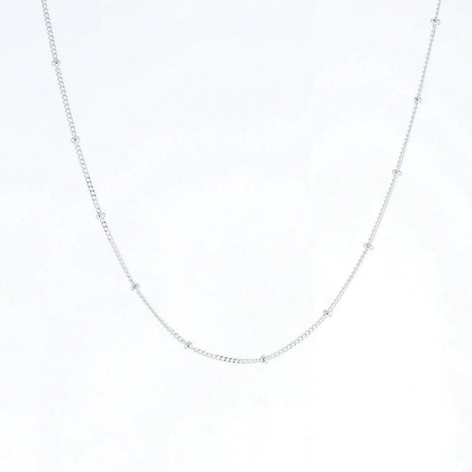 16" Silver Beaded Curb Chain