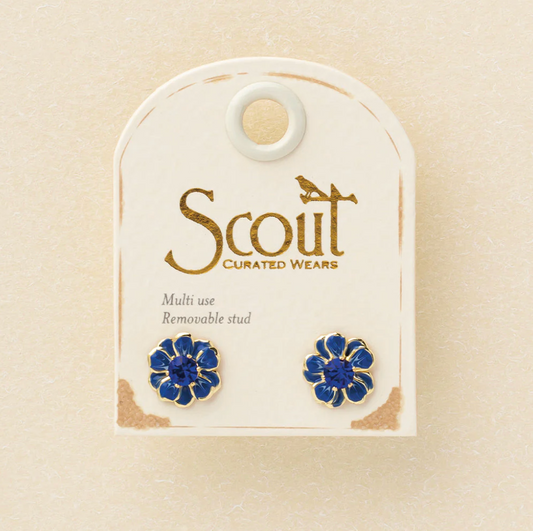 Sparkle & Shine Sm Enamel Flower Earring - Sapphire/Gold