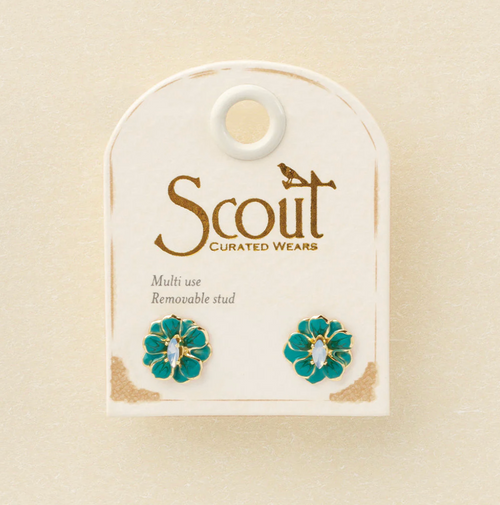Sparkle & Shine Sm Enamel Flower Earring - Turquoise/Gold