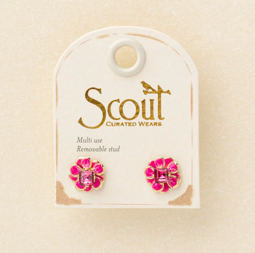 Sparkle & Shine Sm Enamel Flower Earring - Fuchsia/Gold