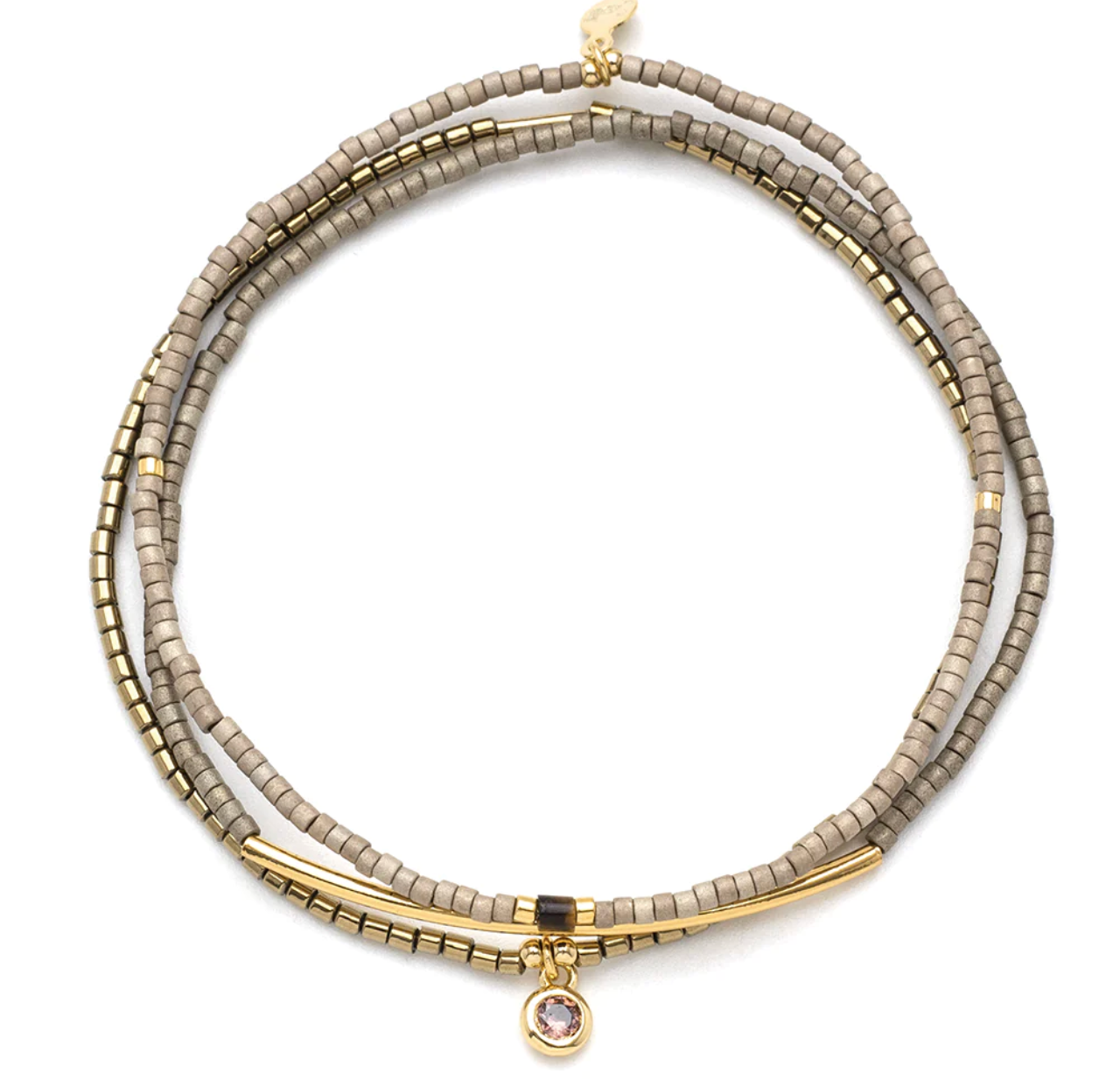 Tonal Chromacolor Miyuki Bracelet Trio - Pewter/Gold