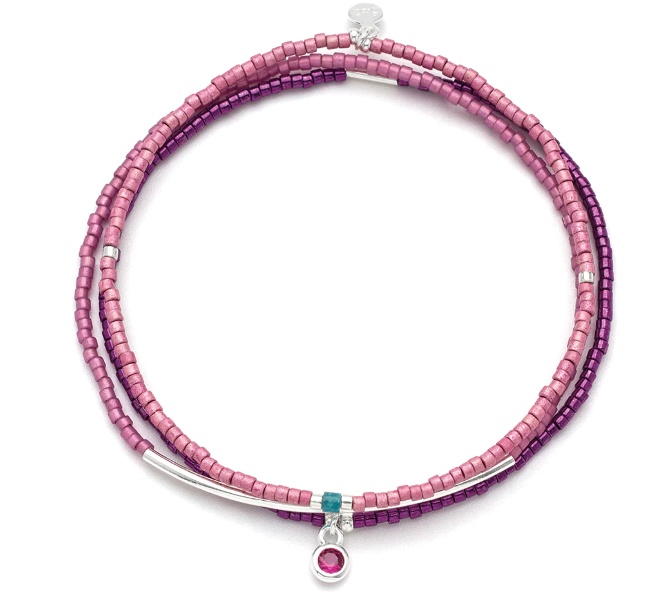 Tonal Chromacolor Miyuki Bracelet Trio - Fuchsia/Silver