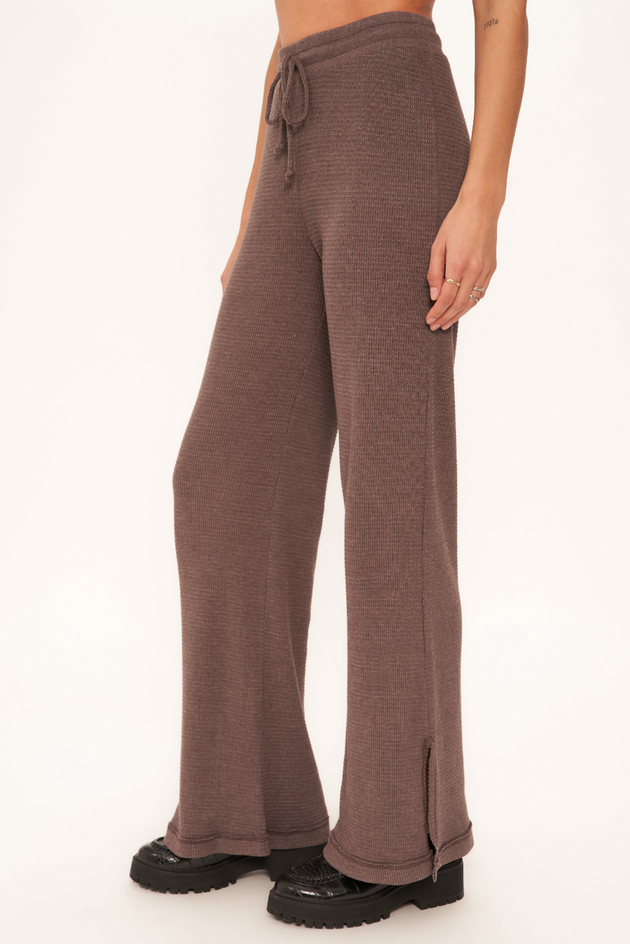 I'm Yours Thermal Side Slit Pant in Rich Oak