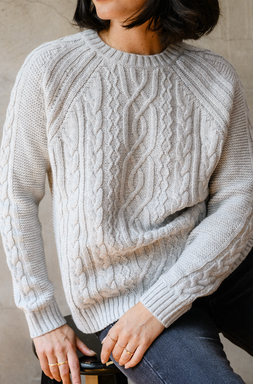 Claudette Fisherman Sweater in Heather Grey