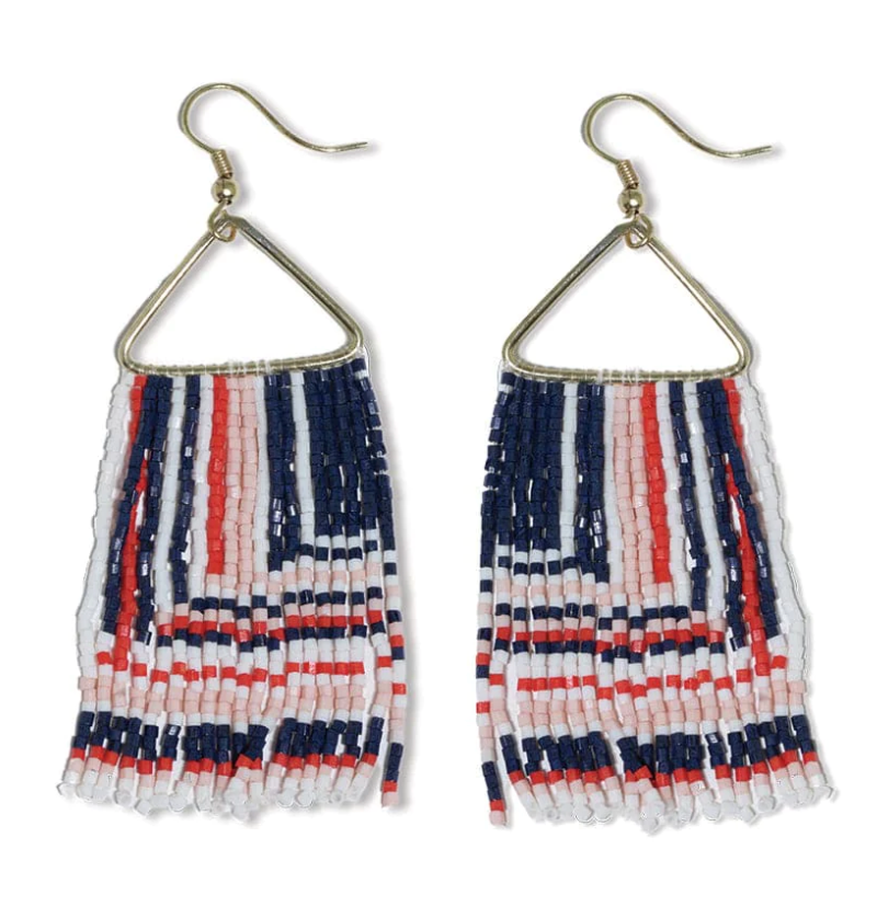 Paige Ascending Blocks Beaded Fringe Earrings St. Tropez