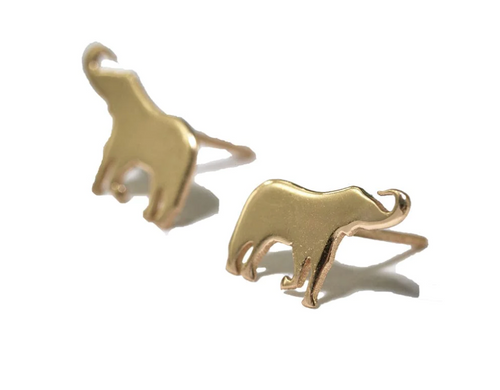 Alice Elephant Post Earrings Brass