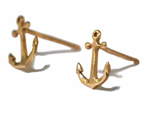 Alice Anchor Brass Post Earrings Brass