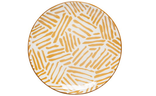 Ochre Lines Stamped Appetizer Plate - 6"