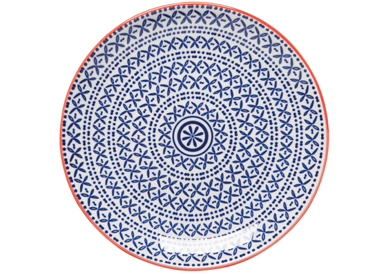 Blue Cross Stamped Appetizer Plate - 6"