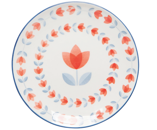 Red Tulip Stamped Appetizer Plate - 6"