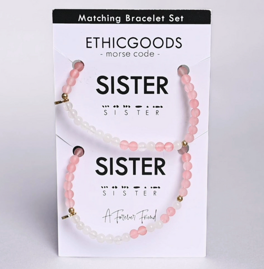 Morse Code Matching Bracelet Set | SISTER | Lilac & Howlite