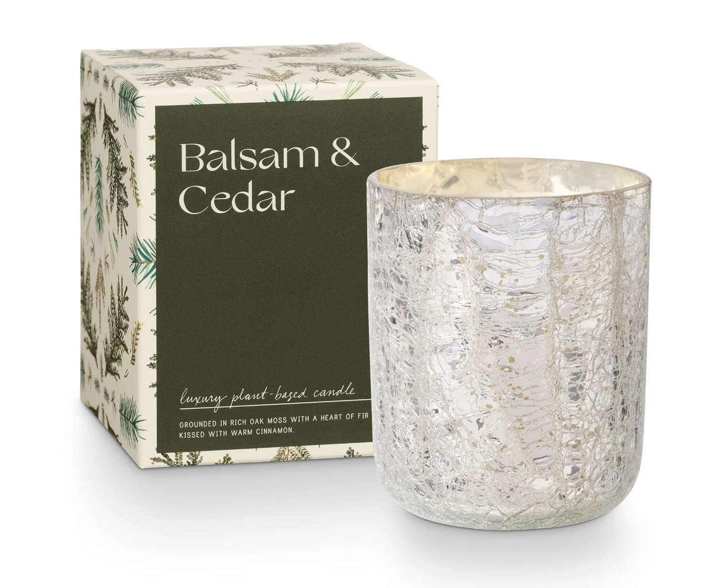 Balsam & Cedar Small Boxed Crackle Glass Candle