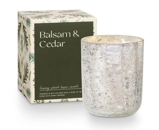 Balsam & Cedar Small Boxed Crackle Glass Candle
