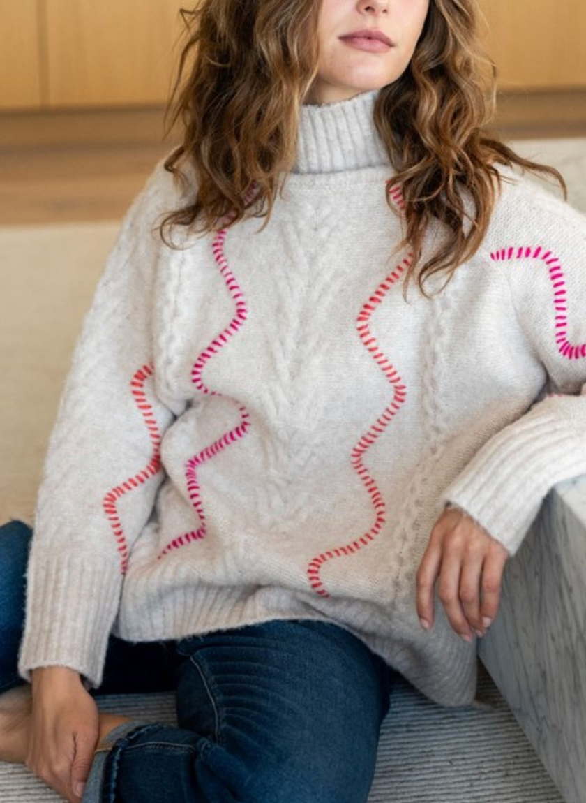 Alpine Sweater in Almond & Pink