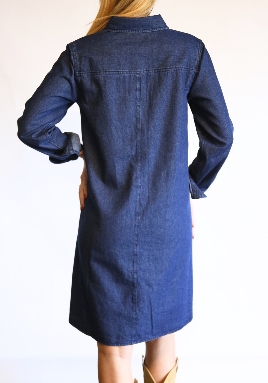 Kate Denim Swing Dress in Vintage Indigo