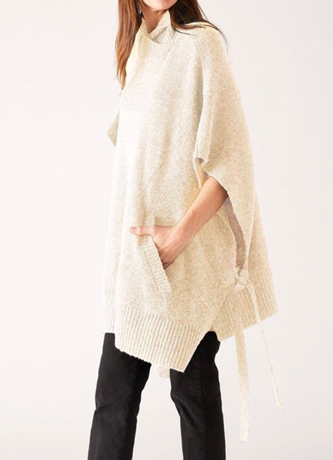 Cape Poncho Sweater in Cream