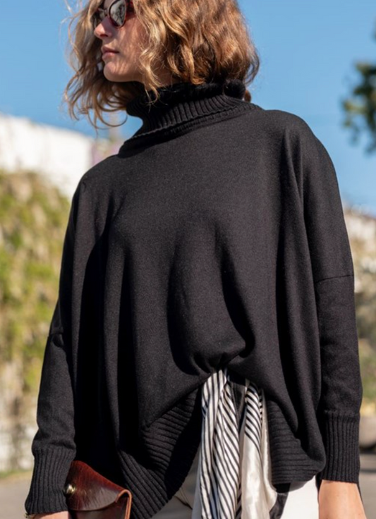 Catalina Turtleneck Sweater in True Black