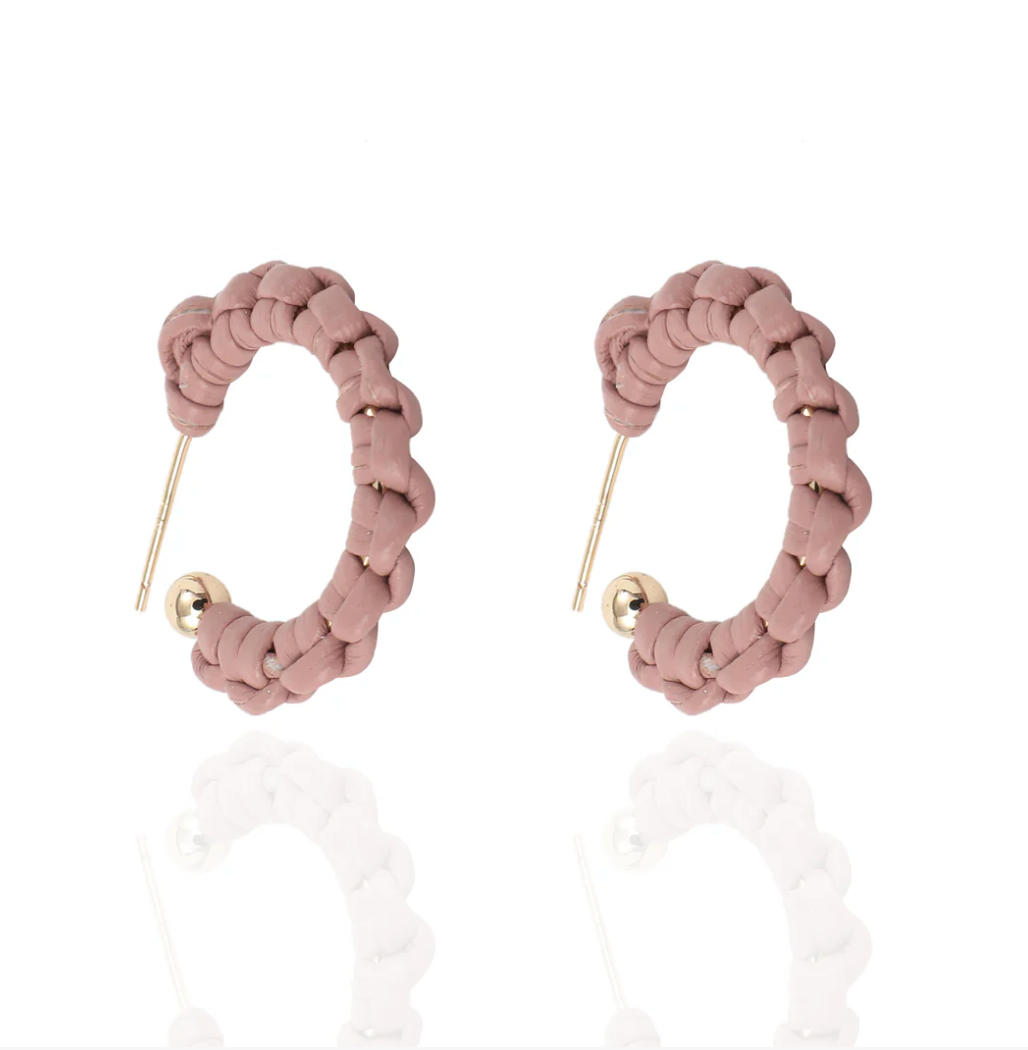 Petite Braided Hoop Earrings in Blush