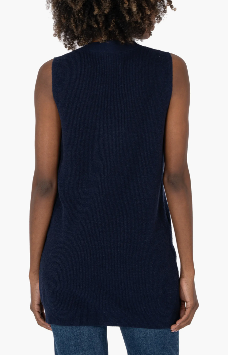 Avalon Cardigan Sweater Vest in Navy