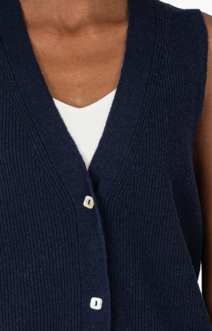 Avalon Cardigan Sweater Vest in Navy