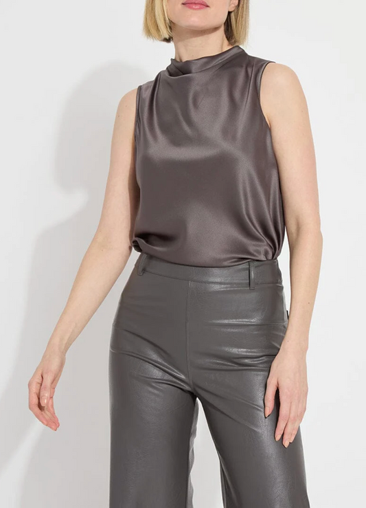 Justine Draped Mock Neck Gray Ash