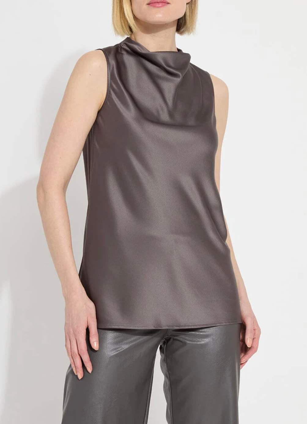 Justine Draped Mock Neck Gray Ash