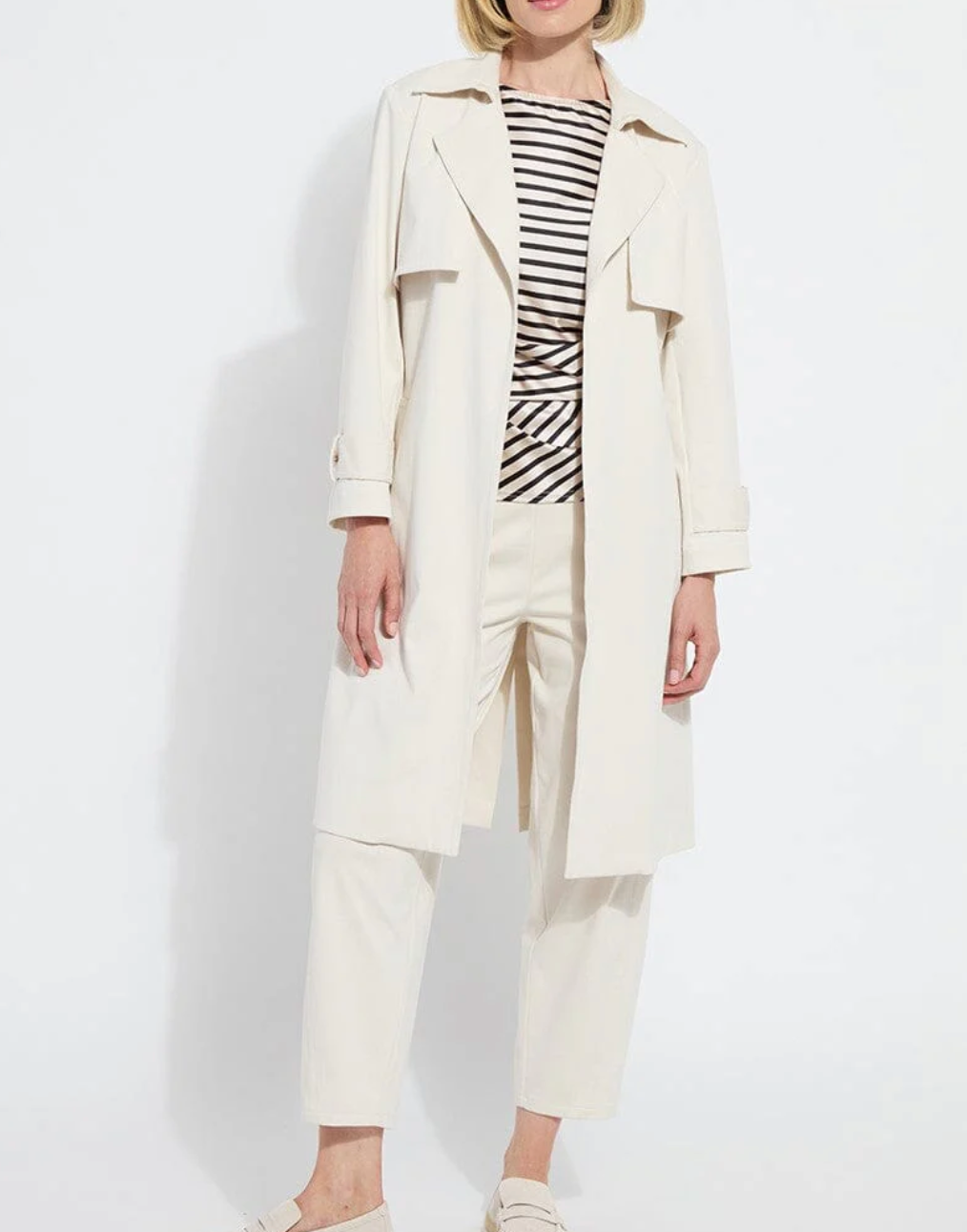 Cordelia Cotton Trench Coat in Oat