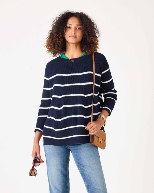 Camden Sweater in Navy + White Stripe