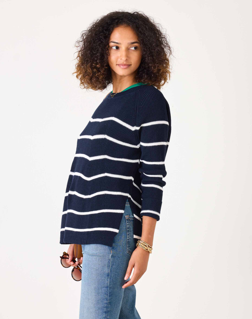 Camden Sweater in Navy + White Stripe