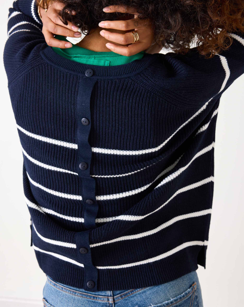 Camden Sweater in Navy + White Stripe