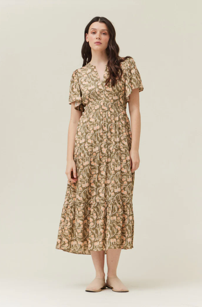 Printed Midi Dress in Artichoke