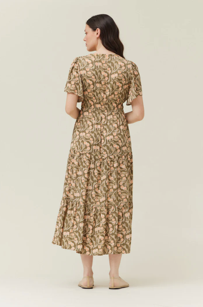 Printed Midi Dress in Artichoke