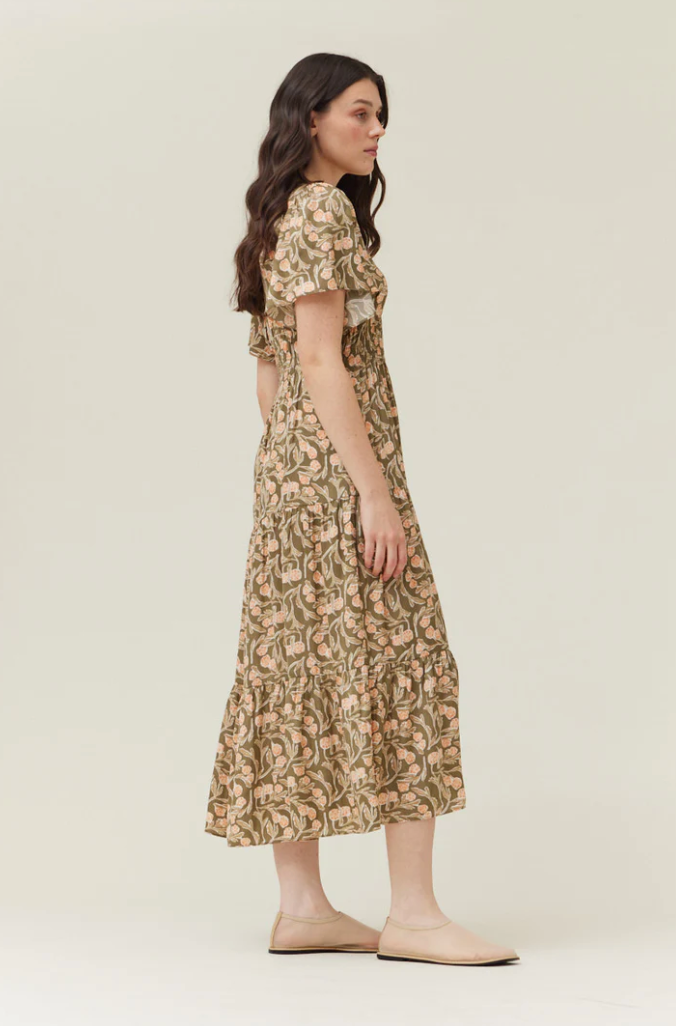 Printed Midi Dress in Artichoke