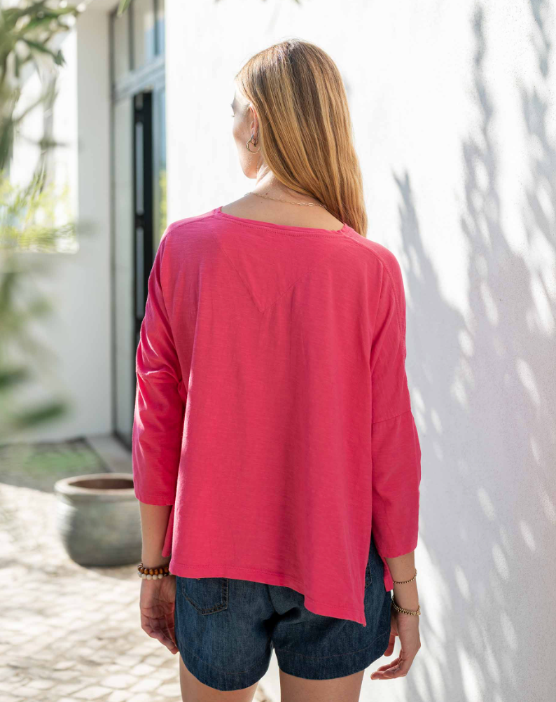 Catalina Slub Tee in Raspberry Pink