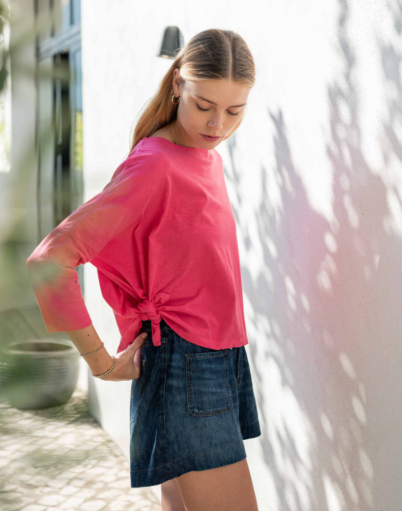 Catalina Slub Tee in Raspberry Pink