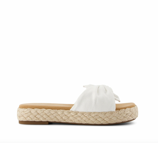 Abby Slide Flatform Espadrille Sandal in White Beachside Woven