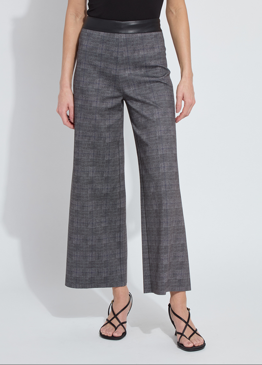 Denver Wide Leg Printed Pone in Charcoal Glen Plaid