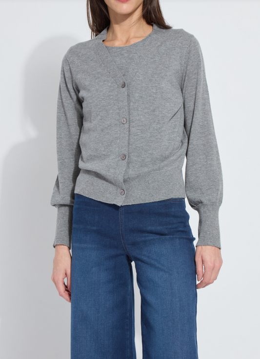 Cosette Merino Wool Cardigan in Heather Cloud