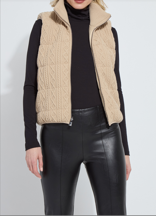 Petra Reversible Puffer Sweater Vest in Blond Wood