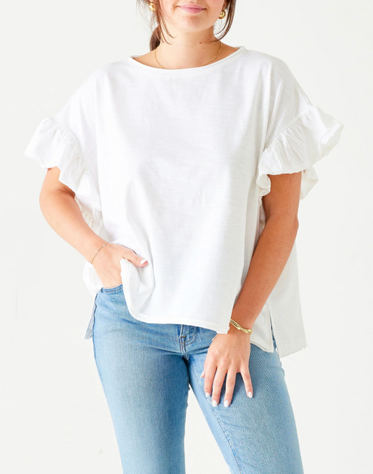 Ruffley Sunwashed Tee in White