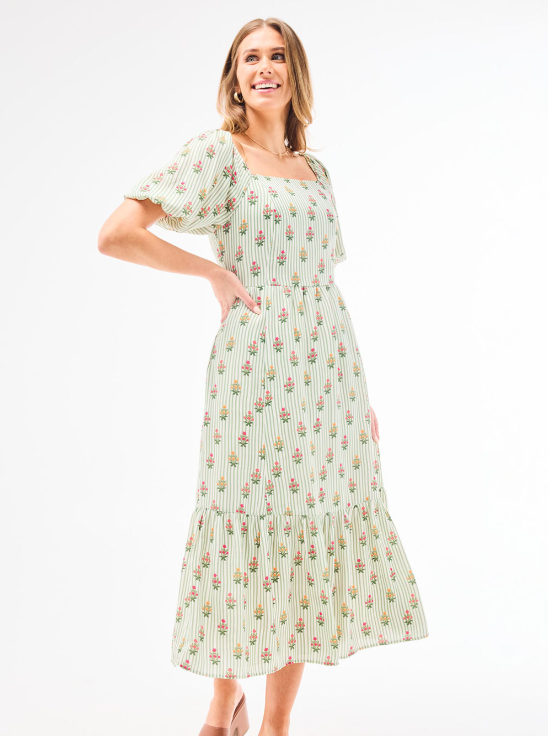 Alexi Dress in Cottage Stripes