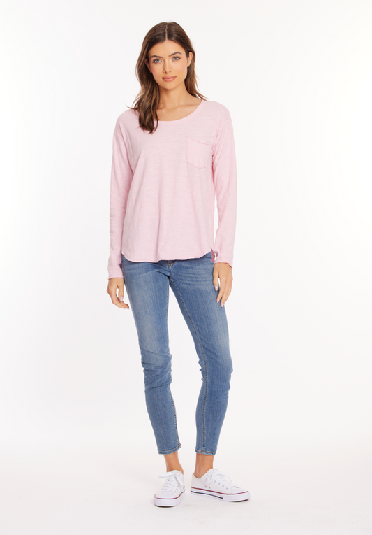 Shirttail Pocket Tee in Pearly Pink