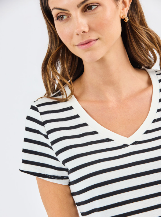 Brielle Tee in Black & White Stripe