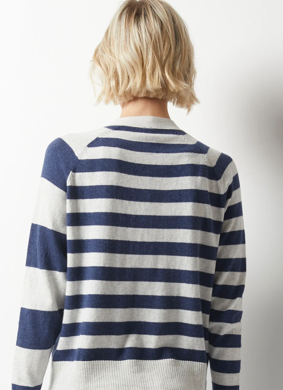 Essential Stripe Cardi in Silver