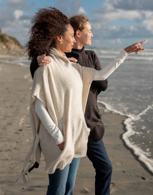 Cape Poncho Sweater in Cream