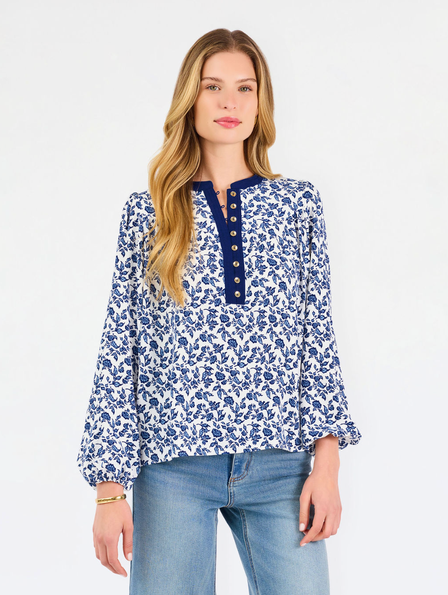 Brianna Top in Ivy Script Navy