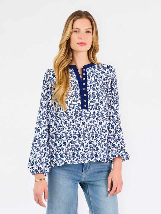 Brianna Top in Ivy Script Navy